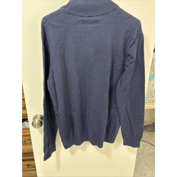 Hawker Rye Mens Navy Cotton Cashmere Blend Sweater Size Large 1/4 Zip Mock Neck - Picture 8 of 8